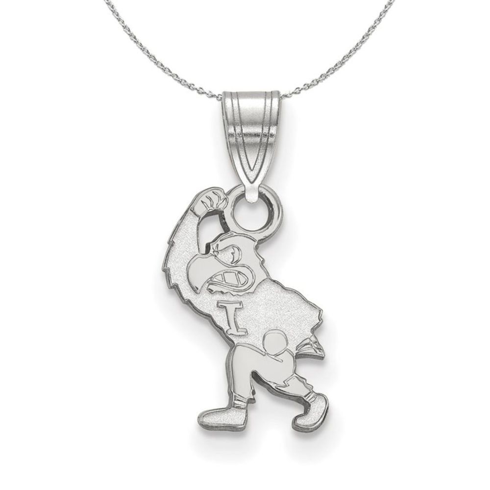 Sterling Silver U. of Iowa Small Pendant Necklace - 20 Inch